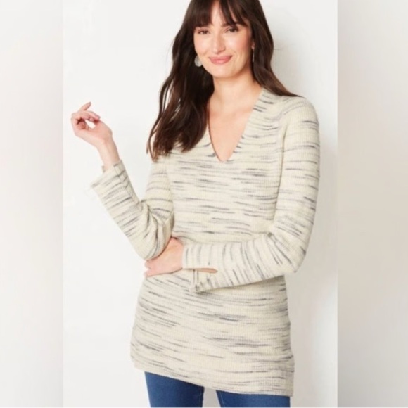 Pure J. Jill marled grey v neck speckled cotton blend sweater size 3X - Picture 1 of 9